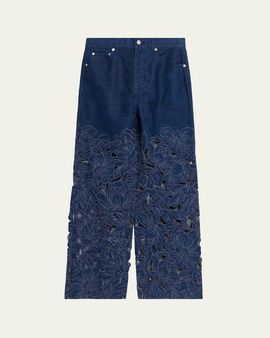 SIMKHAI Betty Embroidered Straight-Leg Jeans