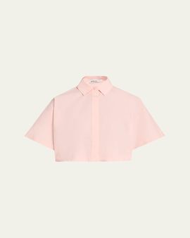 SIMKHAI Blair Cropped Short-Sleeve Shirt