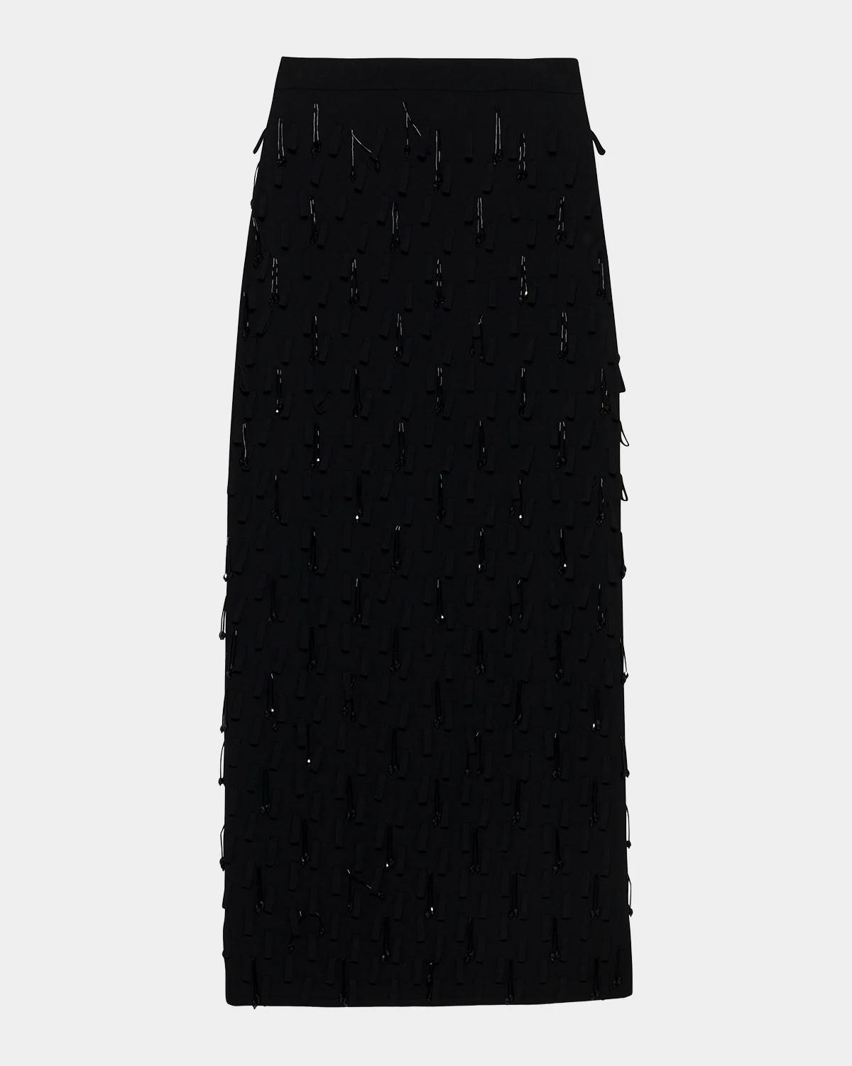SIMKHAI Bree Embellished Knit Midi Skirt