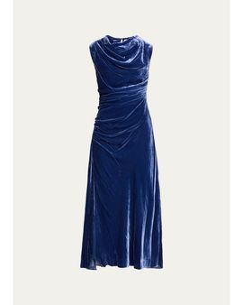 SIMKHAI Burke Draped Velvet Midi Dress