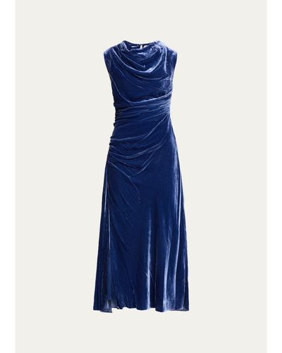 SIMKHAI Burke Draped Velvet Midi Dress