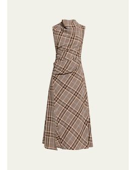 SIMKHAI Burke Plaid Cowl-Neck Maxi Dress