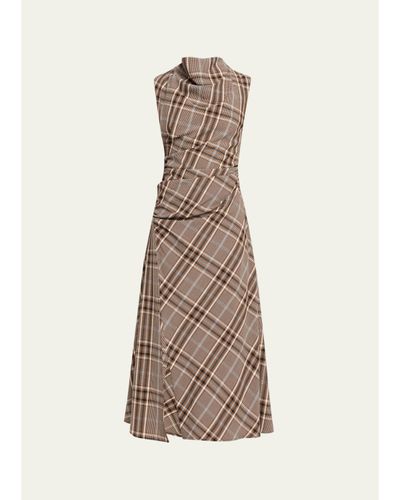 SIMKHAI Burke Plaid Cowl-Neck Maxi Dress