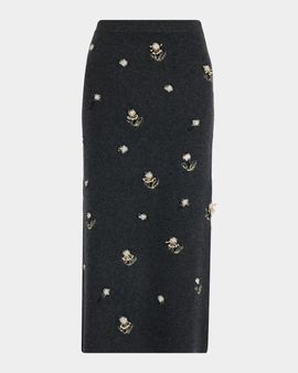 SIMKHAI Chelly Embellished Wool & Cashmere Midi Skirt