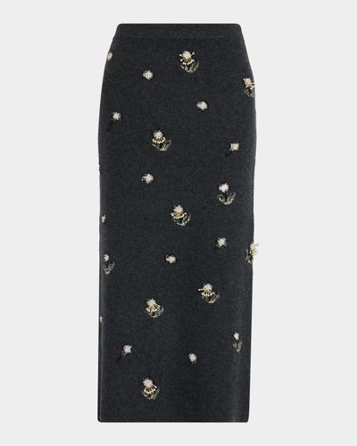 SIMKHAI Chelly Embellished Wool & Cashmere Midi Skirt