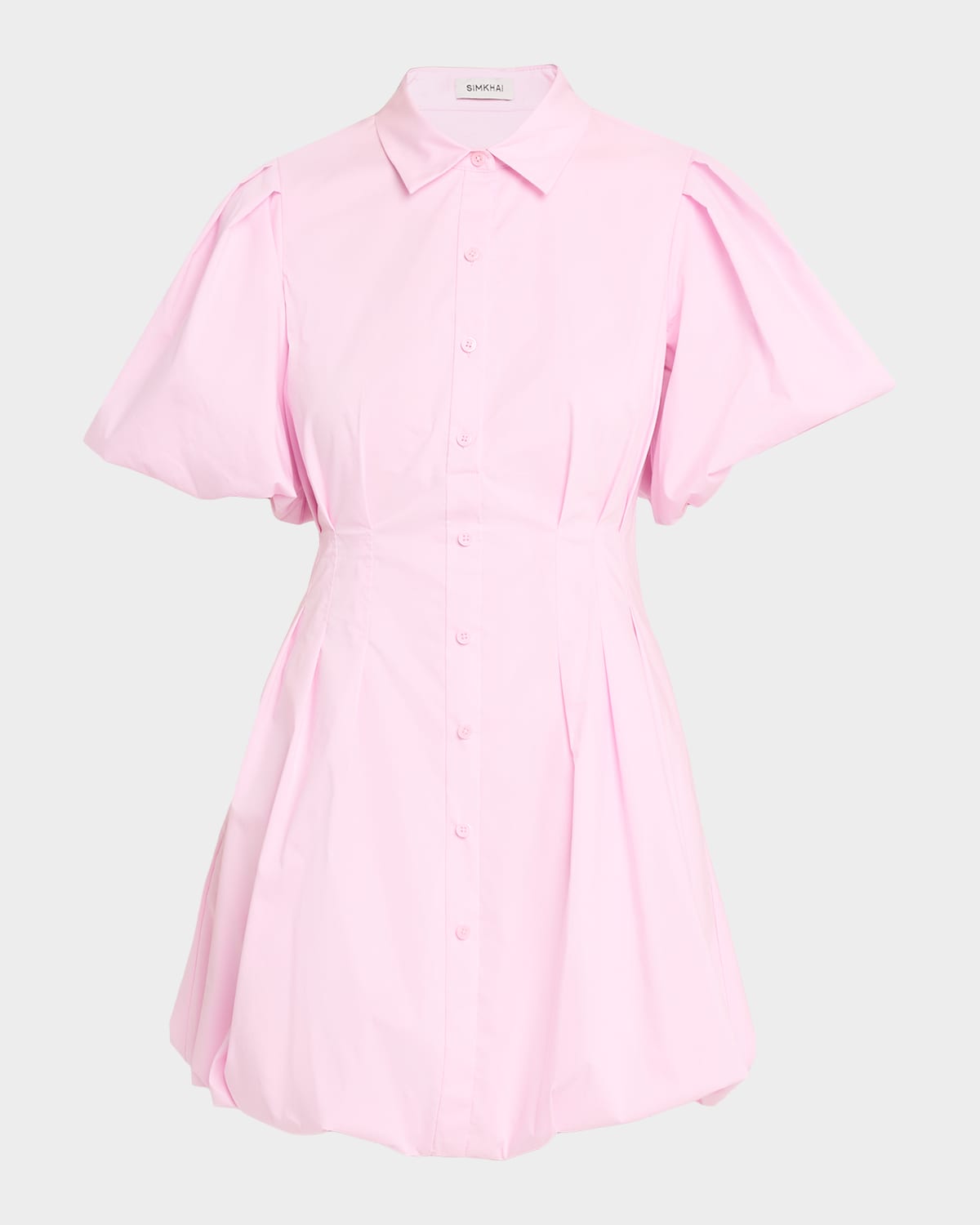 SIMKHAI Cleo Balloon Pintuck Poplin Mini Dress