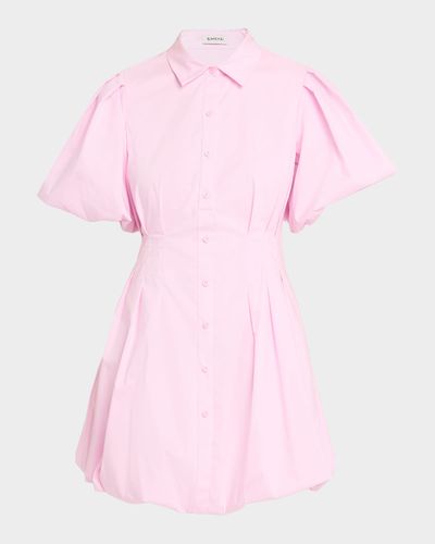 SIMKHAI Cleo Balloon Pintuck Poplin Mini Dress