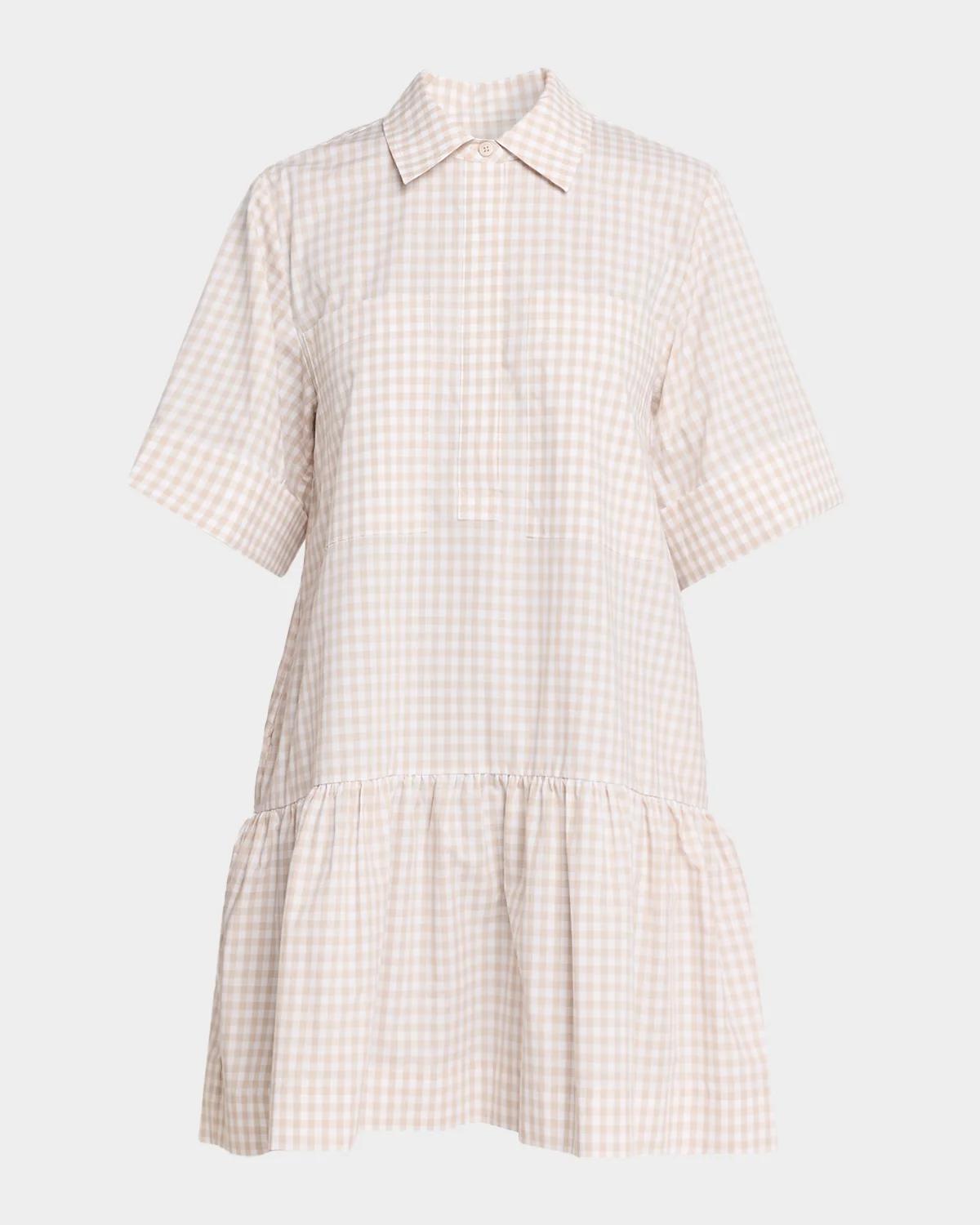 SIMKHAI Criss Gingham Drop-Waist Mini Dress