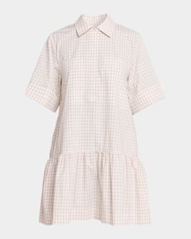 SIMKHAI Criss Gingham Drop-Waist Mini Dress