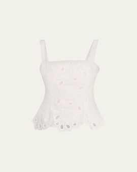 SIMKHAI Delaney Embroidered Bustier Top
