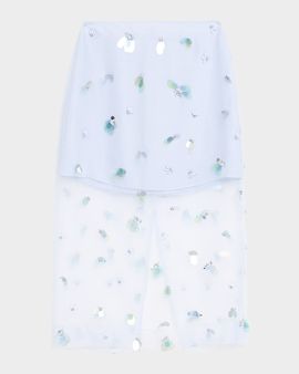 SIMKHAI Delilah Embellished Tulle Midi Skirt