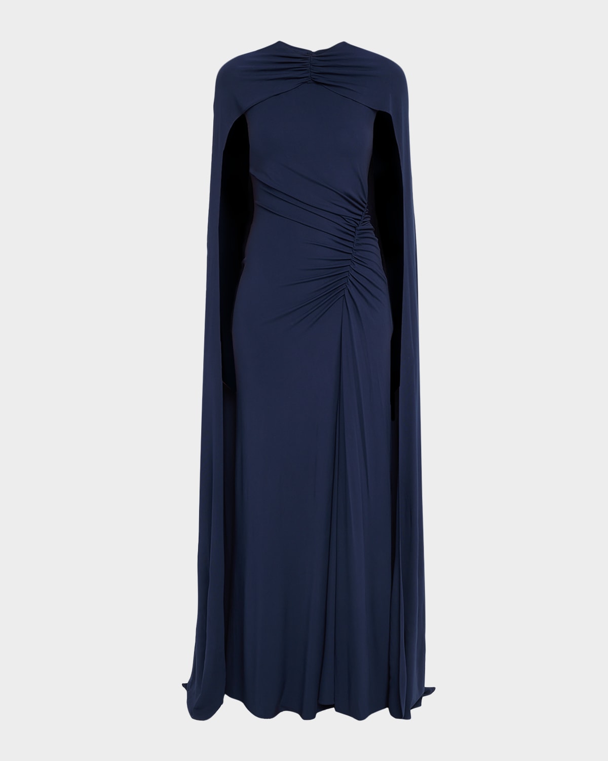 SIMKHAI Demi Ruched Jersey Cape Gown