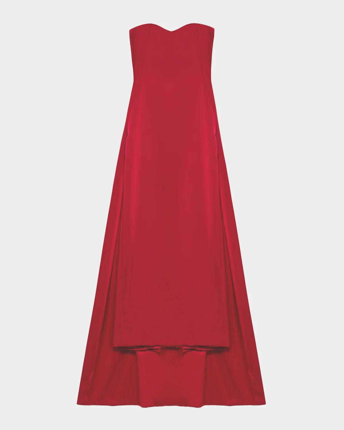 SIMKHAI Dinah Satin Column Cape Gown