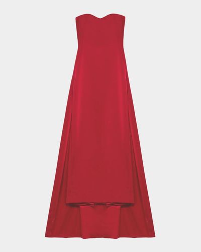 SIMKHAI Dinah Satin Column Cape Gown