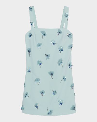 SIMKHAI Ella Floral Beaded Square-Neck Mini Shift Dress