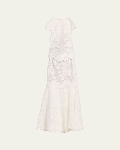 SIMKHAI Eloisa Floral-Embroidered Mesh Mermaid Gown