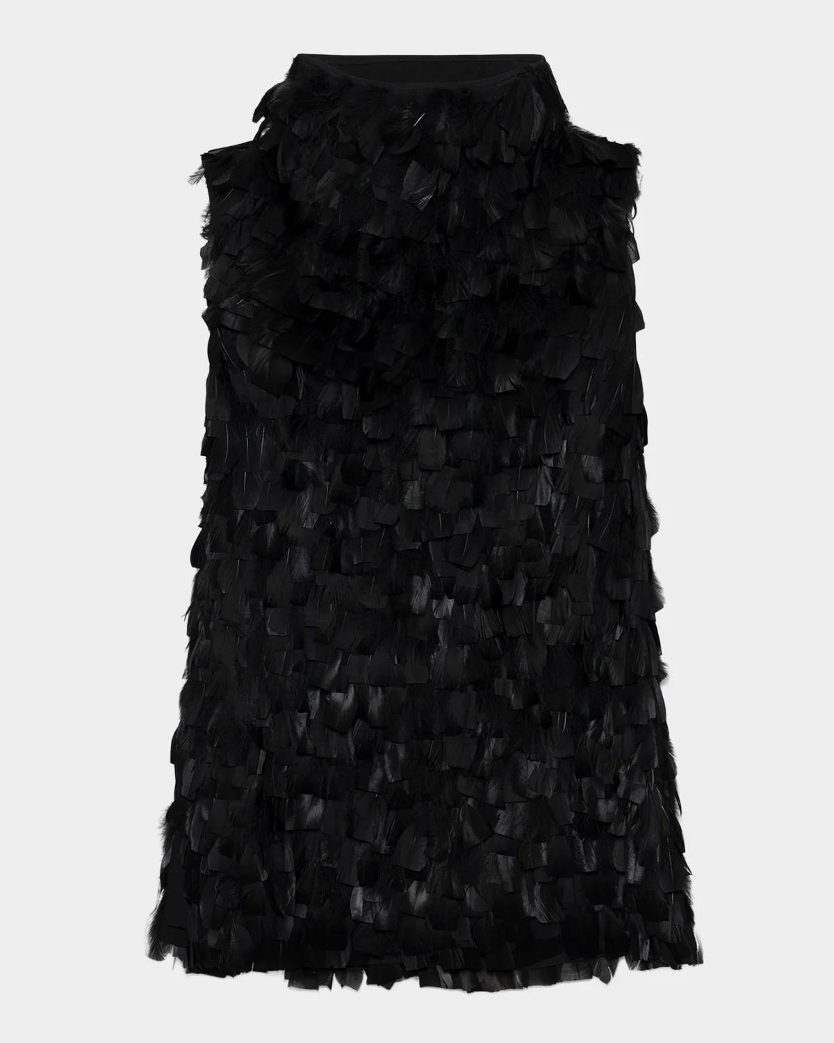 SIMKHAI Faux-Feather Shift Mini Dress