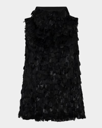 SIMKHAI Faux-Feather Shift Mini Dress
