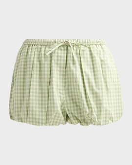 SIMKHAI Gingham Bubble Cotton-Blend Shorts