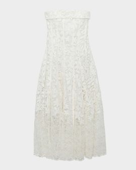 SIMKHAI Imogen Strapless Cotton Lace Midi Dress
