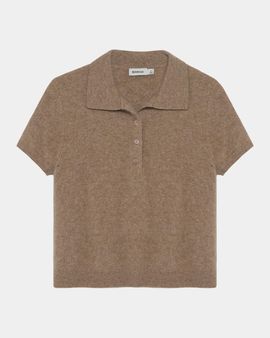 SIMKHAI Ivy Short-Sleeve Polo Sweater