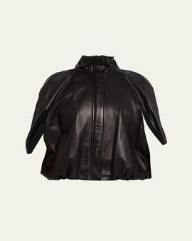 SIMKHAI Jada Nappa Leather Cape Jacket