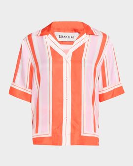 SIMKHAI Koda Striped Button-Front Shirt