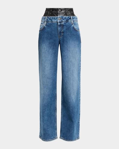 SIMKHAI Kove Double-Waist Wide-Leg Jeans