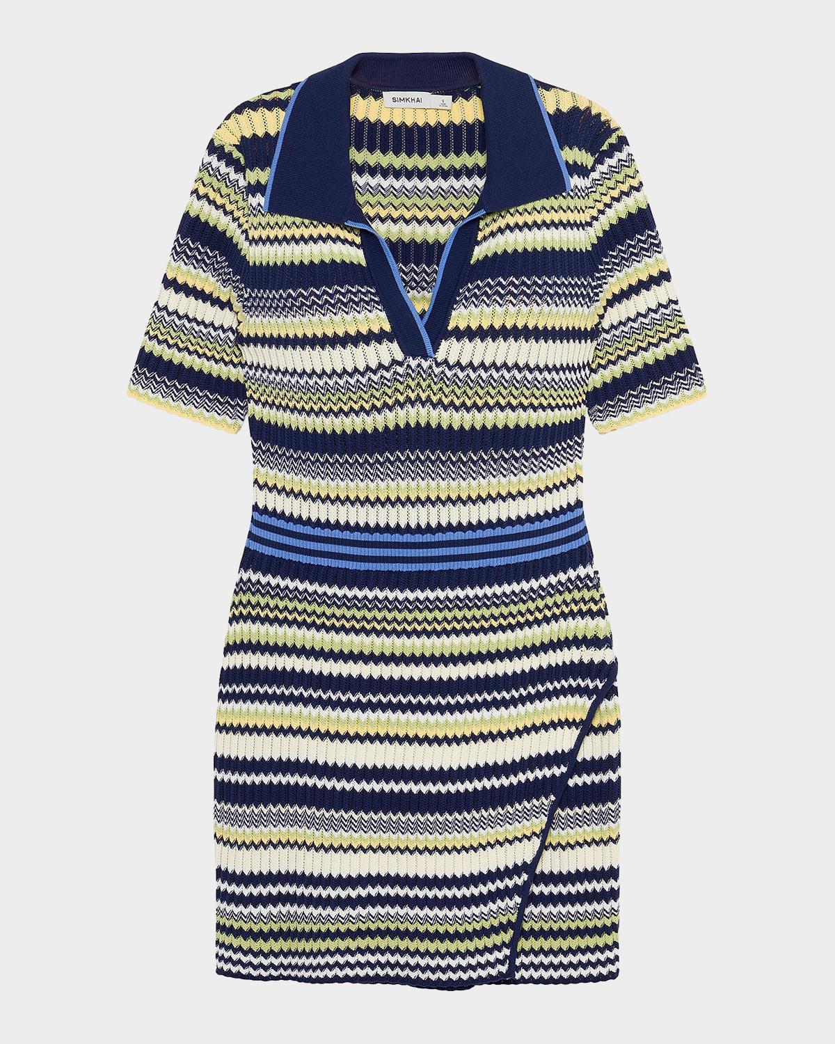 SIMKHAI Lira Chevron Polo Wrap Mini Dress