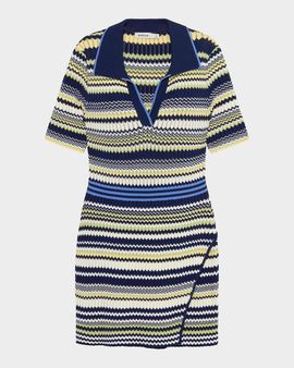 SIMKHAI Lira Chevron Polo Wrap Mini Dress