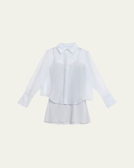 SIMKHAI Loen Long-Sleeve Organza Shirt