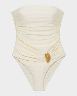 SIMKHAI Lorena Shell Strapless One-Piece Swimsuit