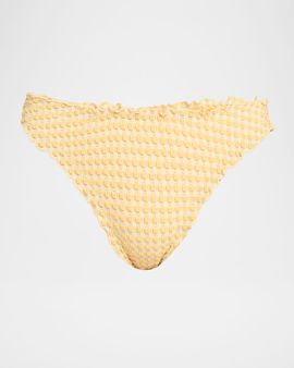 SIMKHAI Maelie Textured Gingham Bikini Bottoms