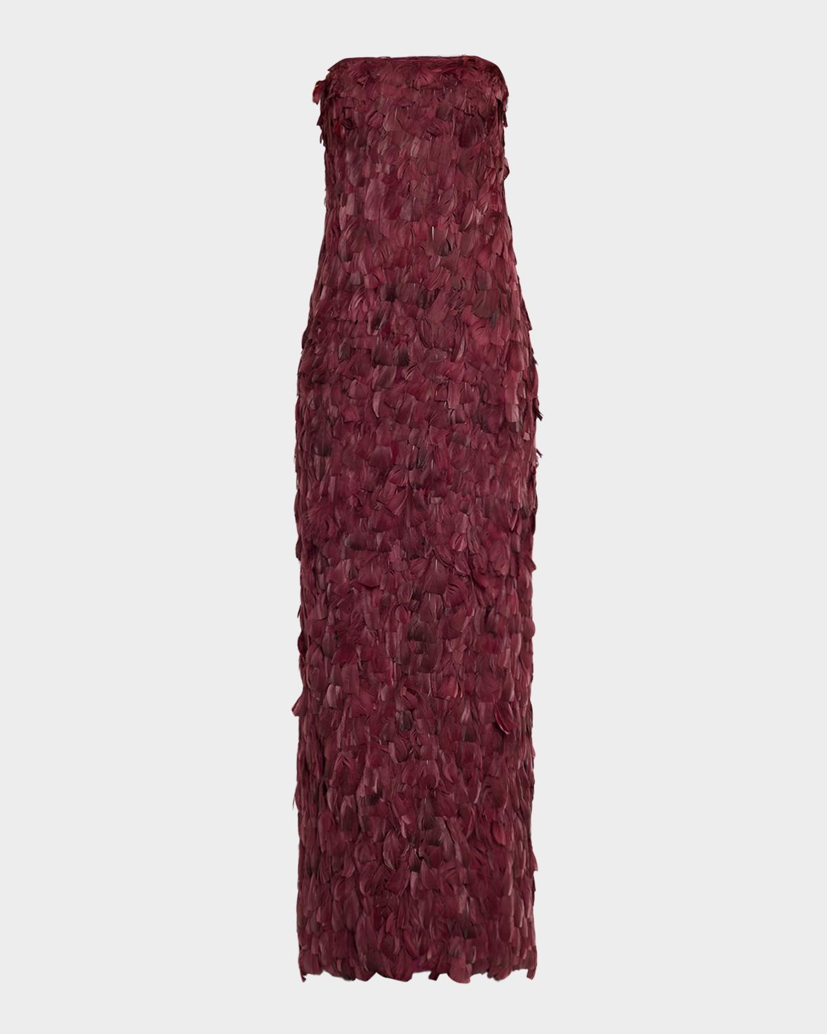 SIMKHAI Malvina Feather Strapless Gown