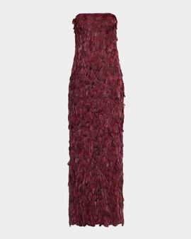 SIMKHAI Malvina Feather Strapless Gown