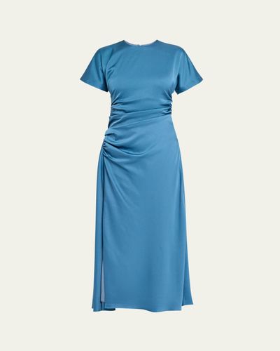 SIMKHAI Marabella Ruched Satin Midi Dress