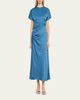 SIMKHAI Marabella Ruched Satin Midi Dress - 2
