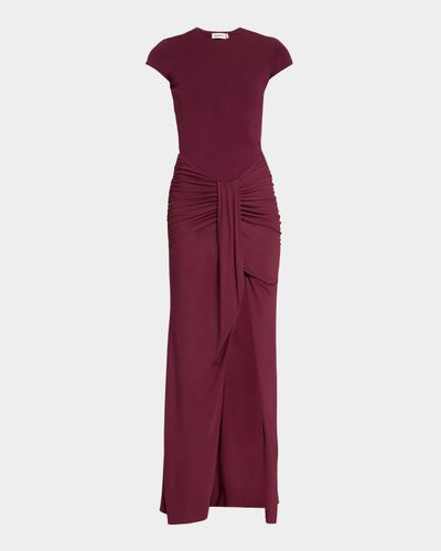SIMKHAI Matilde Draped Cap-Sleeve Jersey Gown
