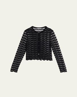 SIMKHAI Maxime Sheer Wavy Knit Cardigan