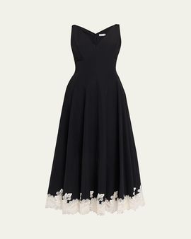 SIMKHAI Mira Cotton Faille Lace Midi Dress