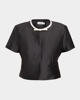 SIMKHAI Naelle Short-Sleeve Satin Top