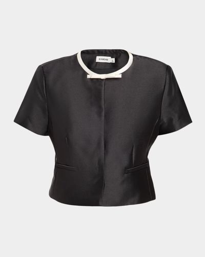 SIMKHAI Naelle Short-Sleeve Satin Top