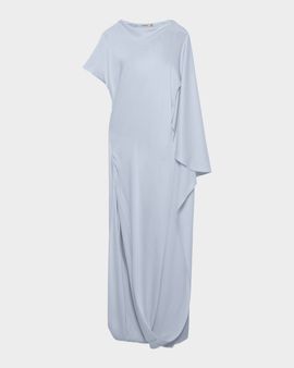 SIMKHAI Ora Satin Asymmetric Drape Sleeve Gown