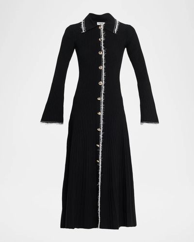 SIMKHAI Orelia Ribbed Long-Sleeve Midi Dress