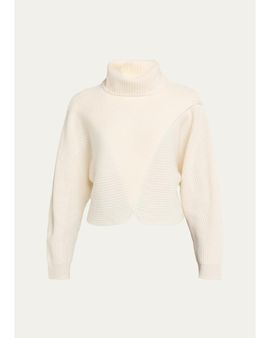 SIMKHAI Orlienne Ribbed Turtleneck Wrap Sweater