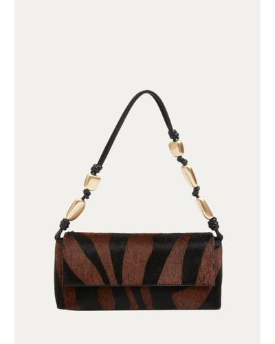 SIMKHAI Piedra Zebra-Print Calf Hair Shoulder Bag