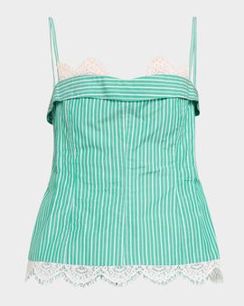 SIMKHAI Poplin Lace-Trim Bustier Top