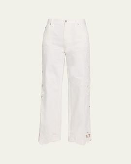 SIMKHAI Porter Floral Embroidered Jeans