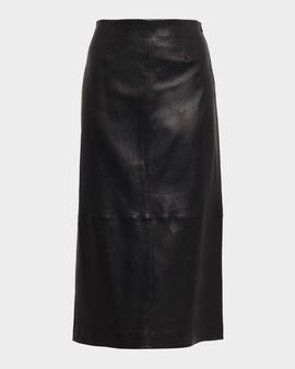SIMKHAI Raven Leather Pencil Midi Skirt