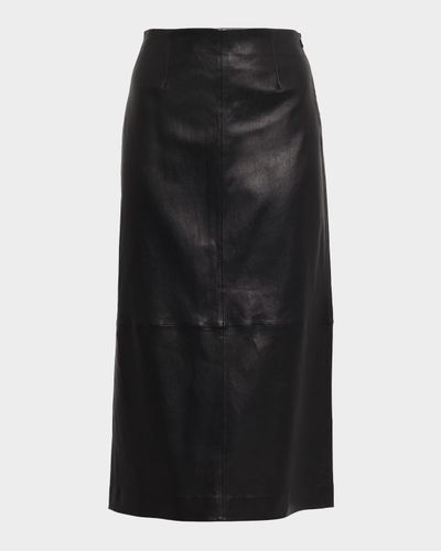 SIMKHAI Raven Leather Pencil Midi Skirt